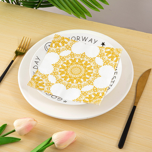 Printed handkerchief paper European Damascus pattern tissue paper party party restaurant decoration paper printing wholesale