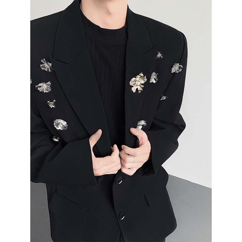 Mainly Recommended for Volume-Selling Black Suit Jackets, Men's Rose Flower Design Loose Suits, Men's Large Sizes Mainly Recommended for Volume-Selling Black Suit Jackets, Men's Rose Flower Design Loose Suits, Men's Large Sizes