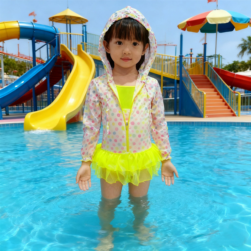 新型象の女の子の水着の大きい子供の韓国の子供の水着の女の子のワンピースのスカート式の平角の温泉の水着|undefined