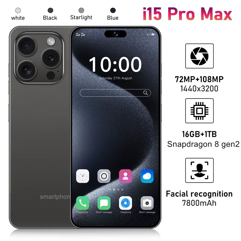 Мобильный телефон Pro, смарт-часы, Intel Core i15, 15 Pro Max, 16 ГБ, 4G, широкоформатный экран
