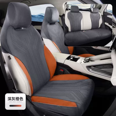 Modelə uyğun (Original) oturacaq örtükləri Seat Cover Full Surround Cushion - dark-gray-orange-dedicated-car-with-five-seats
