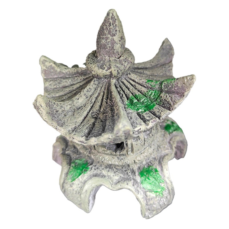 Nuevo Adorno de Paisajismo para Pecera de Resina con Forma de Faro de Piedra Arenisca Estilo Jardín Chino, Pabellón Hexagonal, Producto de Venta Caliente Transfronterizo