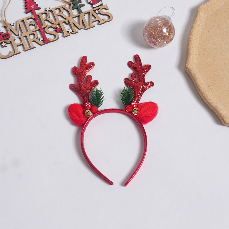 Adorable cabello de Navidad corno de ciervo cinco estrellas cabeza de banda de cabello de Navidad para niños corpos de cabello de decoración accesorios clipes de cabello