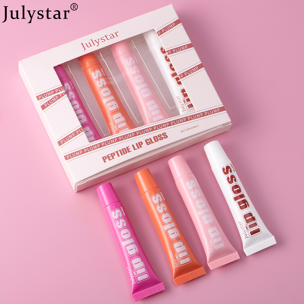 Julystar's best-selling Lip Moisturizing Fruit-flavored Lip Gloss 4-tube Set, Lip Gloss Moisturizing and Hydrating Lip Oil Makeup undefined