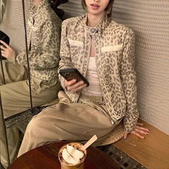 8.25/20点'豹纹限定'小众定染豹纹印花立领外套