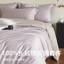 轻奢A类100S新疆长绒棉贡缎四件套纯棉全棉床单被套床笠床上用品4