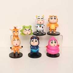 6款變裝cos動物蠟筆小新動物服青蛙老虎長頸鹿動漫公仔手辦擺件