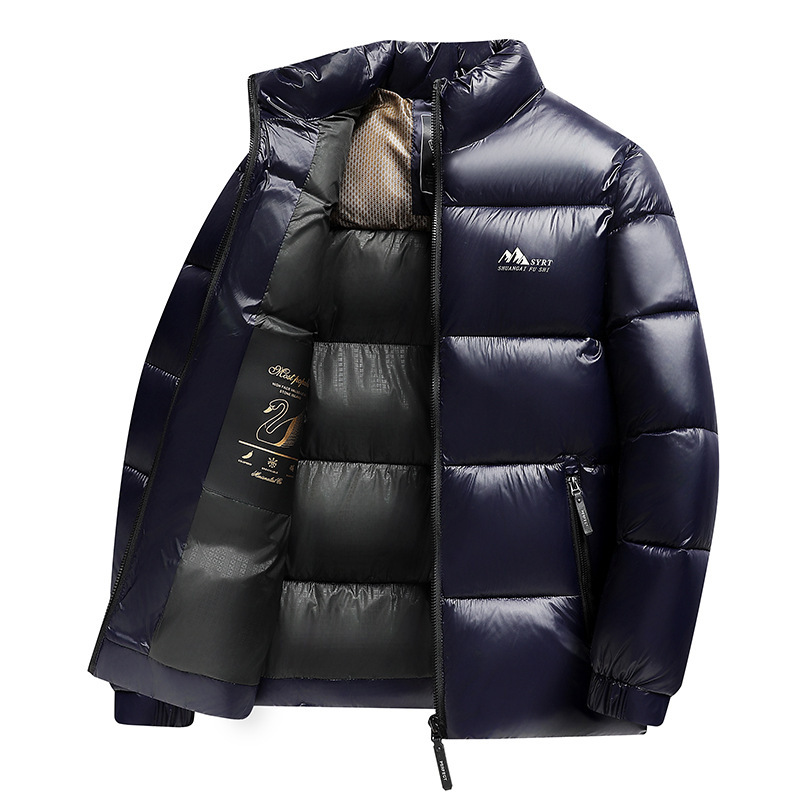 Winter Cotton Jacket for Men, Thickened Cotton Coat for Grandpa and Dad, Warm Stand-Up Collar Men's Clothing for Middle-Aged and Elderly, Ultra-Light Double-Layer