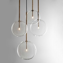 北欧餐厅玻璃吊灯单头透明创意个性后现代简约圆球泡泡吧台小吊灯