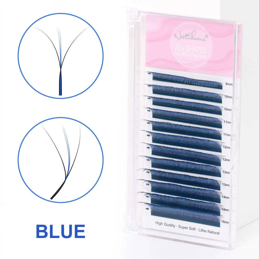 NATUHANA 0.07 Trébol sándwich W Pestañas de color malla tejido flor de manera uniforme pestañas injertadas