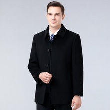 高品质双面呢大衣冬季新款男士毛呢外套中老年休闲羽绒内胆羊毛呢