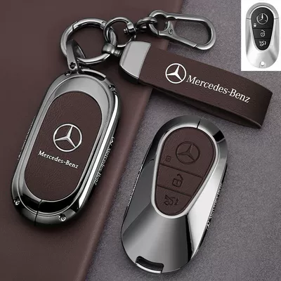 Key Cover 25 Models Glb220 – Car key bag - leather-texture-mercedes-benz-c-class-leather-texture-tea-brown-rope-buckle