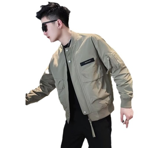 Men's Black Flight Jacket Coat | Spring/Summer High-End Cool & Handsome American-Style Baseball Wear for Men