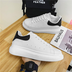 McQueen white shoes for men and women PU leather same style high version versatile shoes 2024 new thick sole sneakers lazy shoes