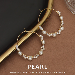Handmade Winding Gypsophila Pearl Earrings Natural Freshwater Pearl Alien Niche Retro Light Luxury Earrings Wholesale