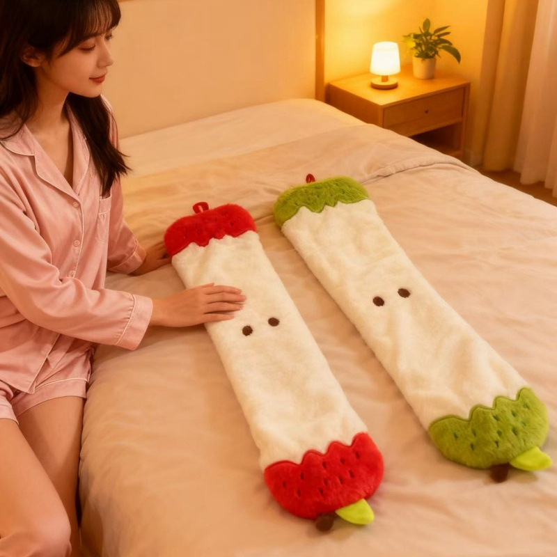 秋冬卡通青红苹果热水袋长条 橡胶注水袋女睡觉暖被窝手脚暖水袋
