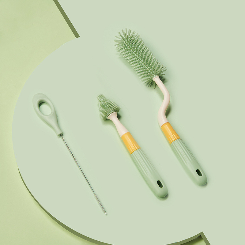 Cepillo de botella verde de 3 piezas ☆