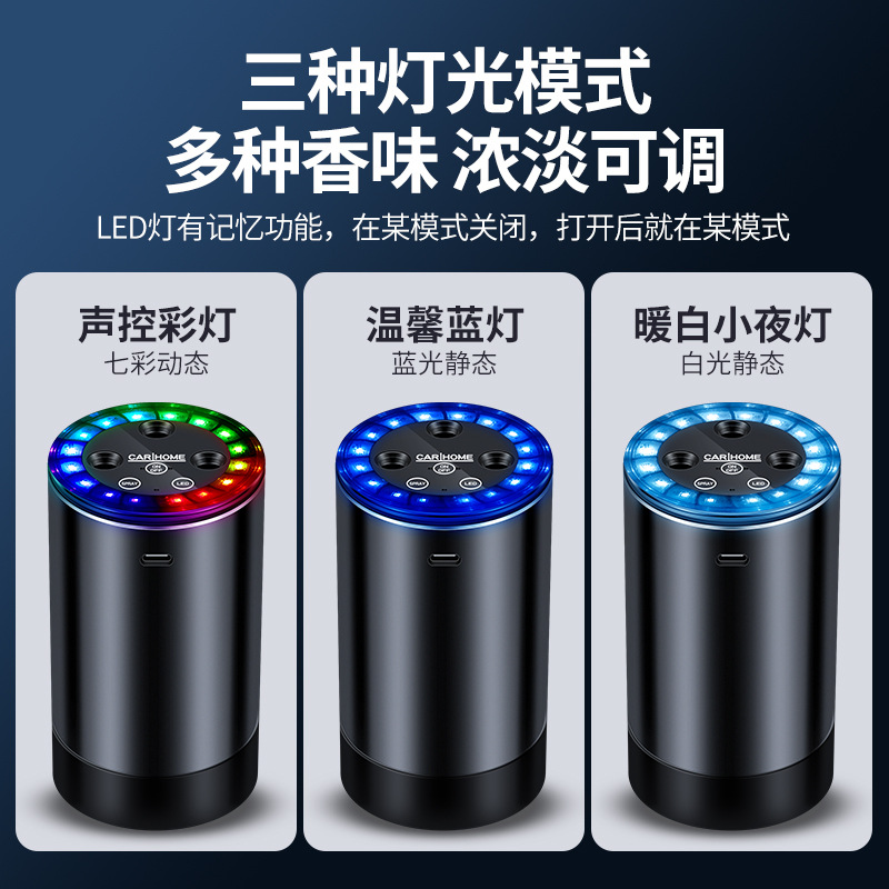Nueva luz de atmósfera controlada por voz inteligente de automóviles aromáticos USB recargable nano spray pulverizador de incienso portátil fábrica al por mayor