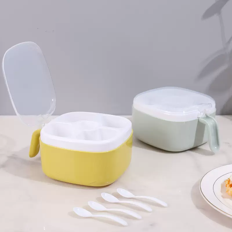 高颜值带盖味盅厨房调料罐家用调味盒四格一体调料盒佐料盐罐全套