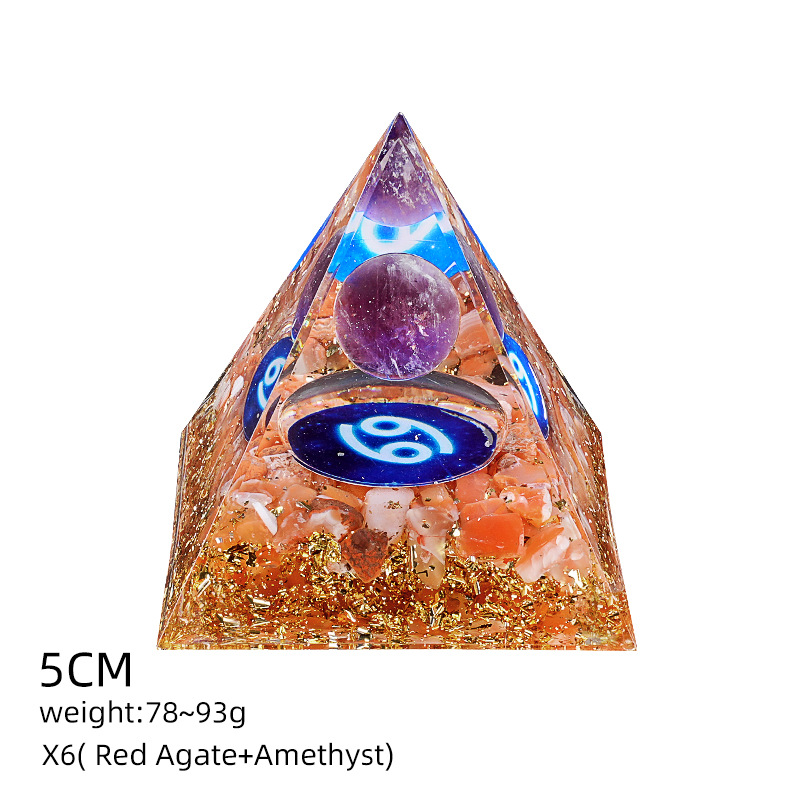 X6紫晶+红玛瑙碎石（巨蟹座）（5cm金字塔）