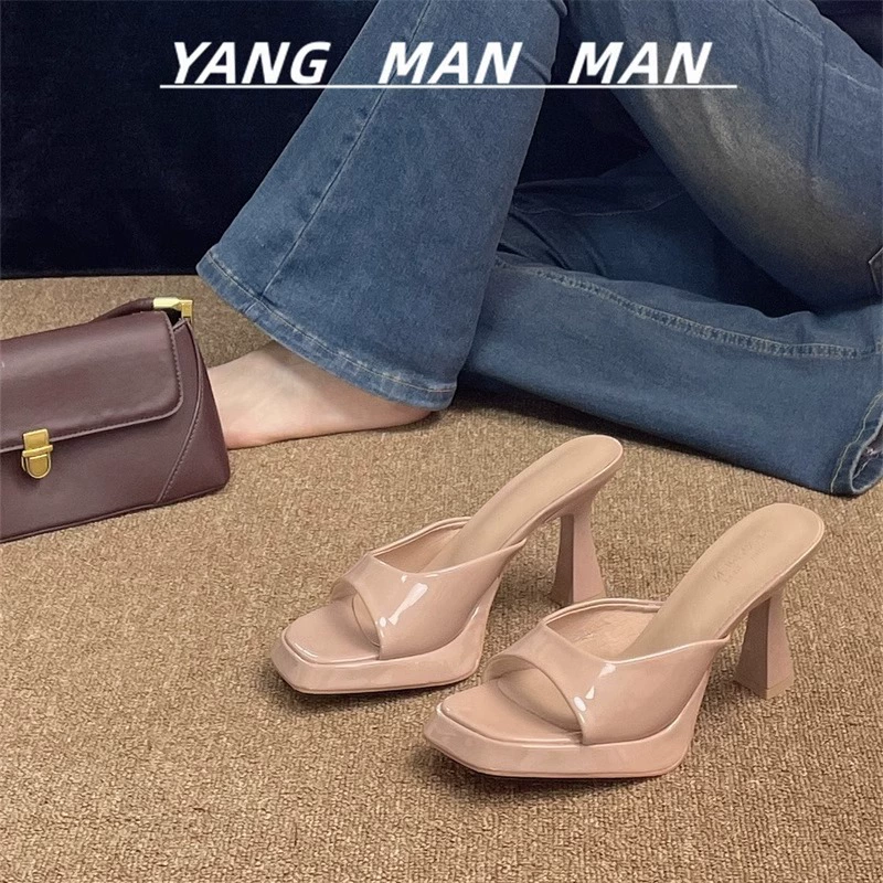 Водонепроницаемый стол обнаженные туфли на высоком каблуке женские 2025 новые холодные тапочки с тонким каблуком