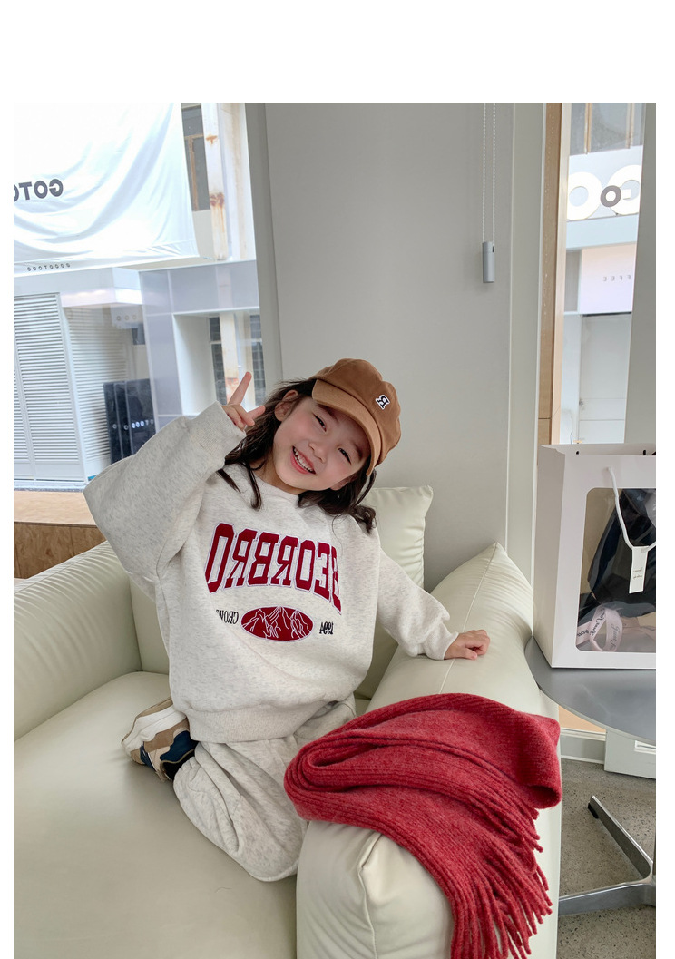 Jungen Mädchen Set Brief Stickerei Fleece Verdickt Weiche Pullover und Hosen 23 Winter Neue Kinder Kleidung_voghion.com