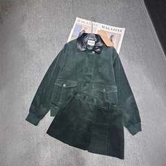 mm知性分子风宝石绿灯芯绒皮领拼接夹克外套半裙女25秋冬甜酷套装