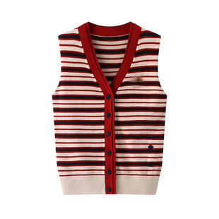 presale 2025 Spring New Vintage Striped Knitted Vest AL10701657