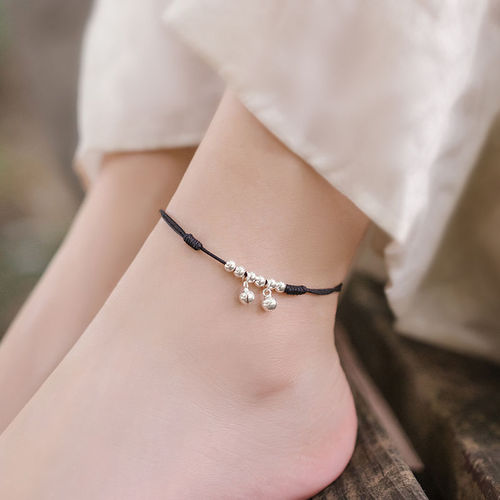 s925 silver bell red rope bracelet for men and women in their zodiac year braided peace bracelet bestie couple student gift anklet