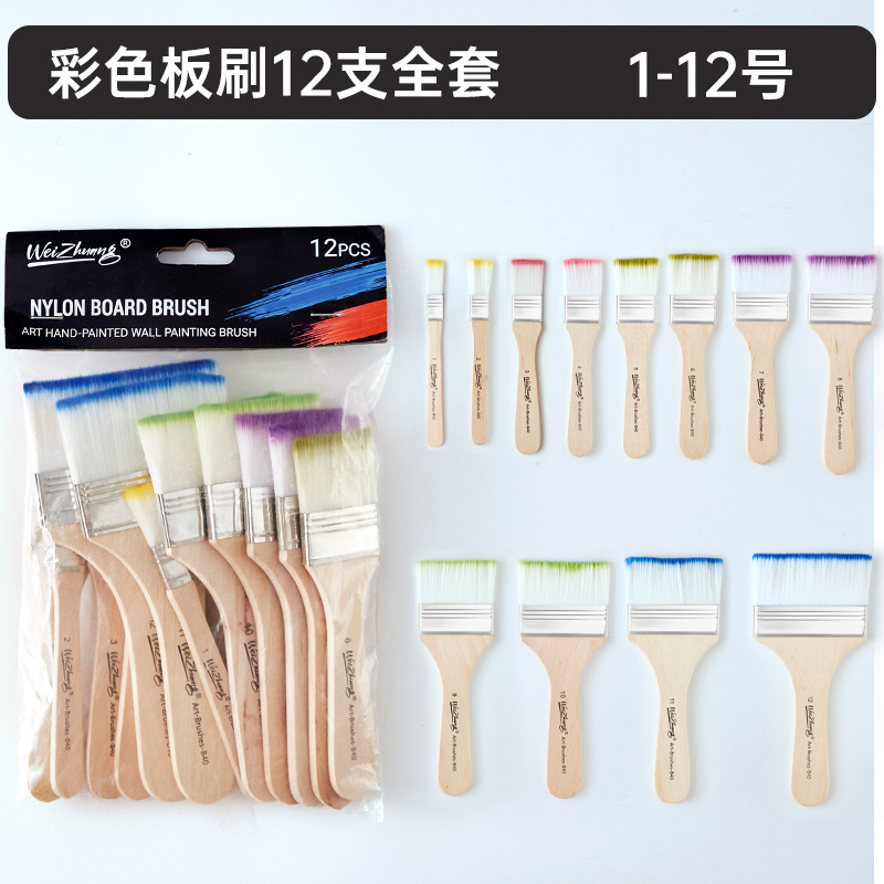 Cepillos de pintura de nylon con mango de madera – para pintura al óleo, arte y niños.