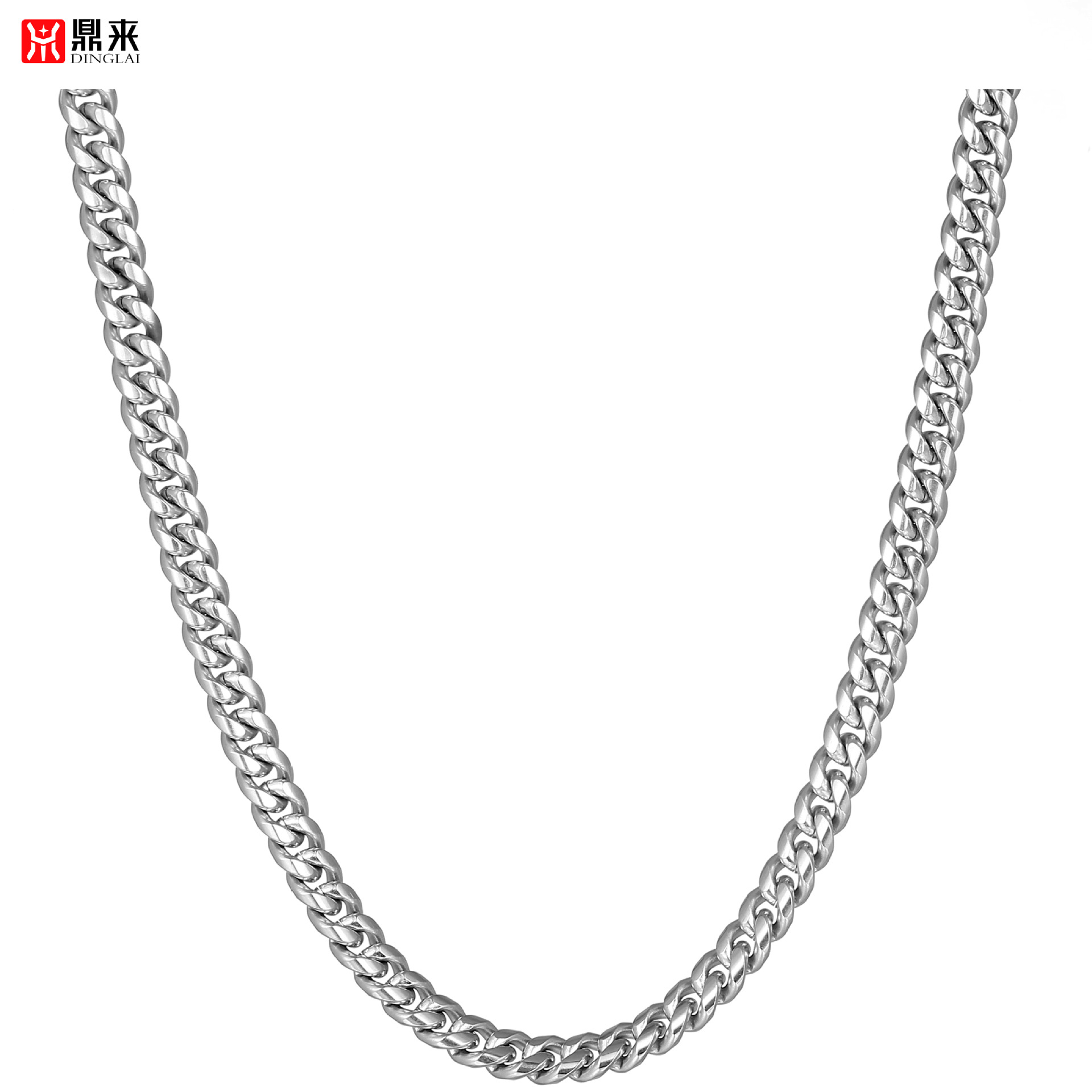 European And American Thick High-density Polished Necklace, Stainless Cuban Chain, Hip-hop Trendy Titanium Steel Chain_voghion.com