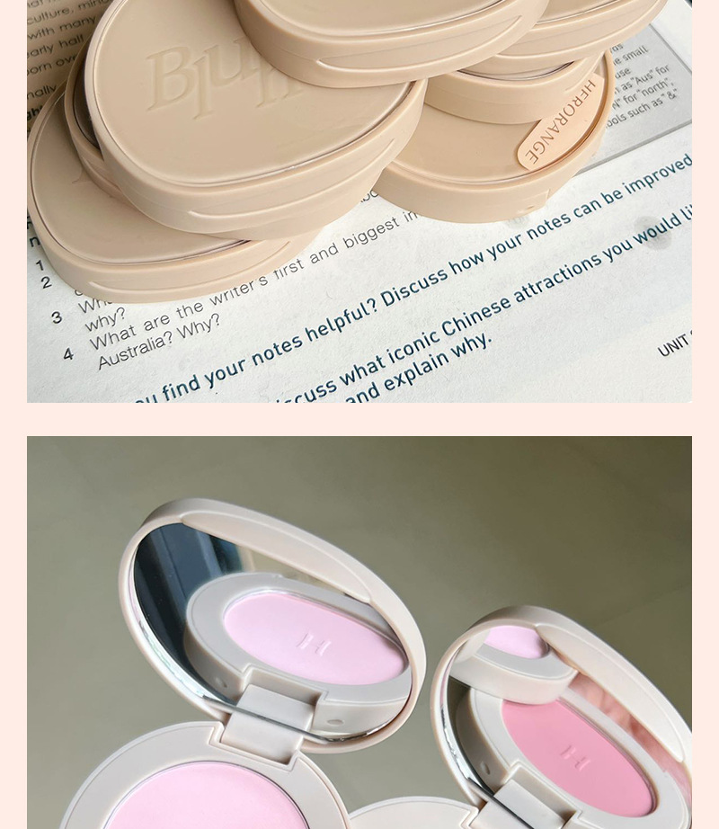 HERORANGE~ Monochrome blush matte, delicate and natural, nude swelling, high-gloss contouring all-in-one set, pure and natural makeup undefined