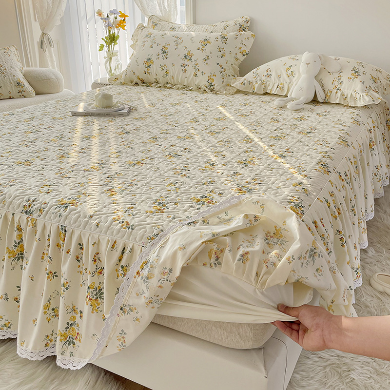 2025 nuevo estilo falda de cama de algodón funda de cama de algodón de una sola pieza sombrero de cama con falda cubierta de delantal de cama universal de cuatro estaciones