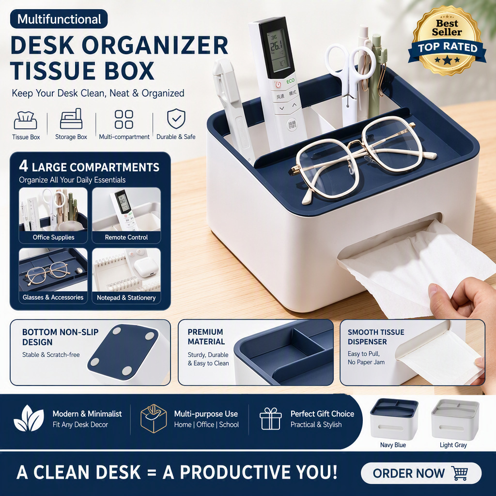 Caja de pañuelos de escritorio, caja de almacenamiento comercial de gran capacidad, caja de plástico para papel higiénico para el hogar, caja de papel higiénico para el baño