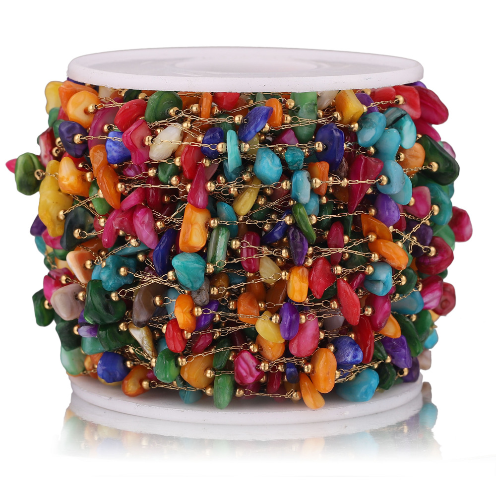 Acero inoxidable cabeza de piedra de color clip de cadena de cuentas DIY collar pulsera Cadena de joyería hecha a mano cadena accesorios de joyería