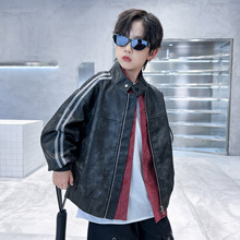 男童秋装皮衣外套2025新款儿童春秋款PU皮夹克机车服中大童秋季潮