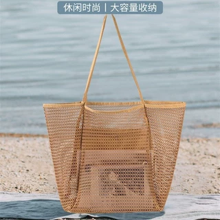 定制跨境大网眼沙滩包大容量斜挎游泳包海边度假墨镜网格游泳袋