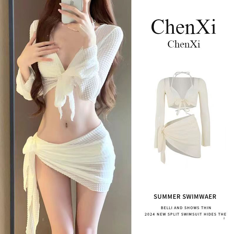 Bikini Swimsuit New Four-Piece Set High-End Two-Piece Slimming Sexy Pure Desire Resort Hot Spring Swimwear