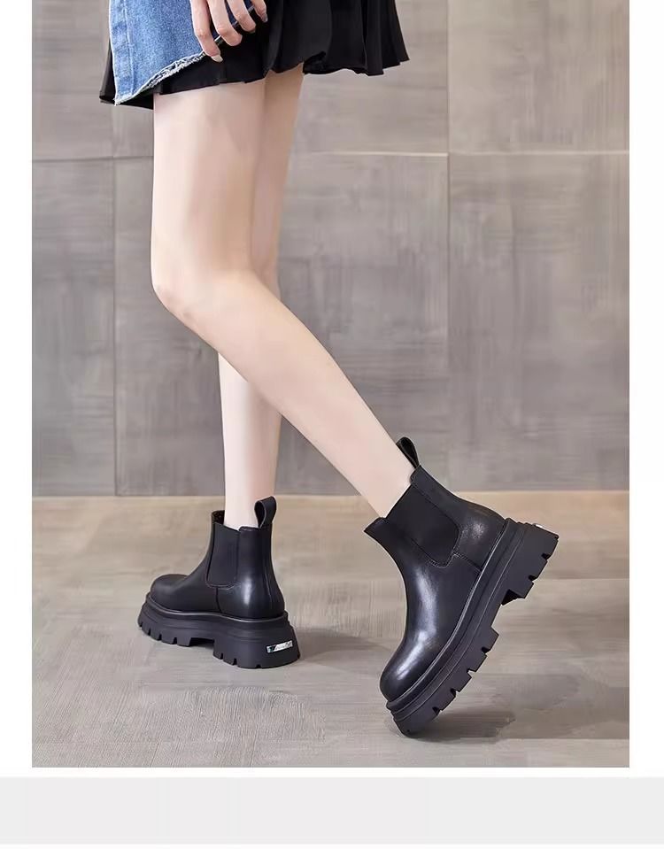 Damen Chelsea Ankle Boots Aus Leder Mit Warmem Samtfutter_voghion.com