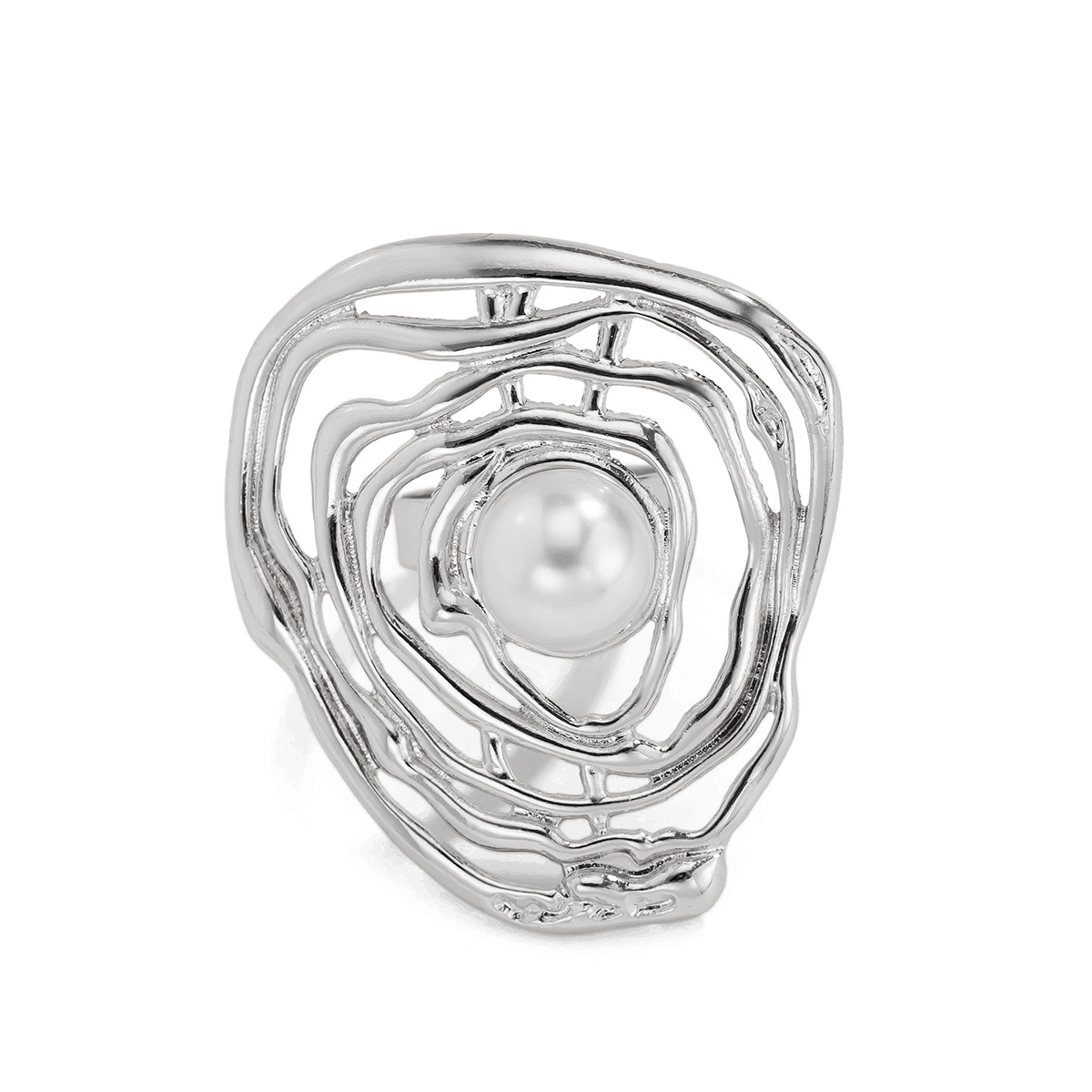 20g Weight Artificial Pearls Inlay Material Open Rings Classification 1 Piece Quantity Banquet, Travel, Selfie Occasion Alloy Material Leaf Pattern Women's Gender Plating Design Elegant, Lady, Simple Style Style Elegant Lady Simple Style Leaf Alloy Plating Imitation Pearl Women's Open Rings 3