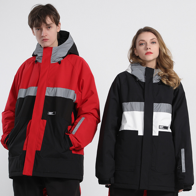New snowsuit women's jacket warm clip cotton waterproof double board equipment reflective snowsuit men_voghion.com