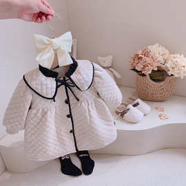 儿童洋气外套2023冬季韩版新款女宝宝加厚小香棉衣可爱小童娃娃衫