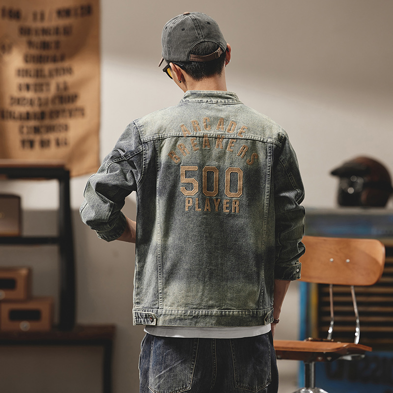 Autumn and winter trendy brand denim jacket men's loose retro men's jacket versatile lapel high street men's top_voghion.com