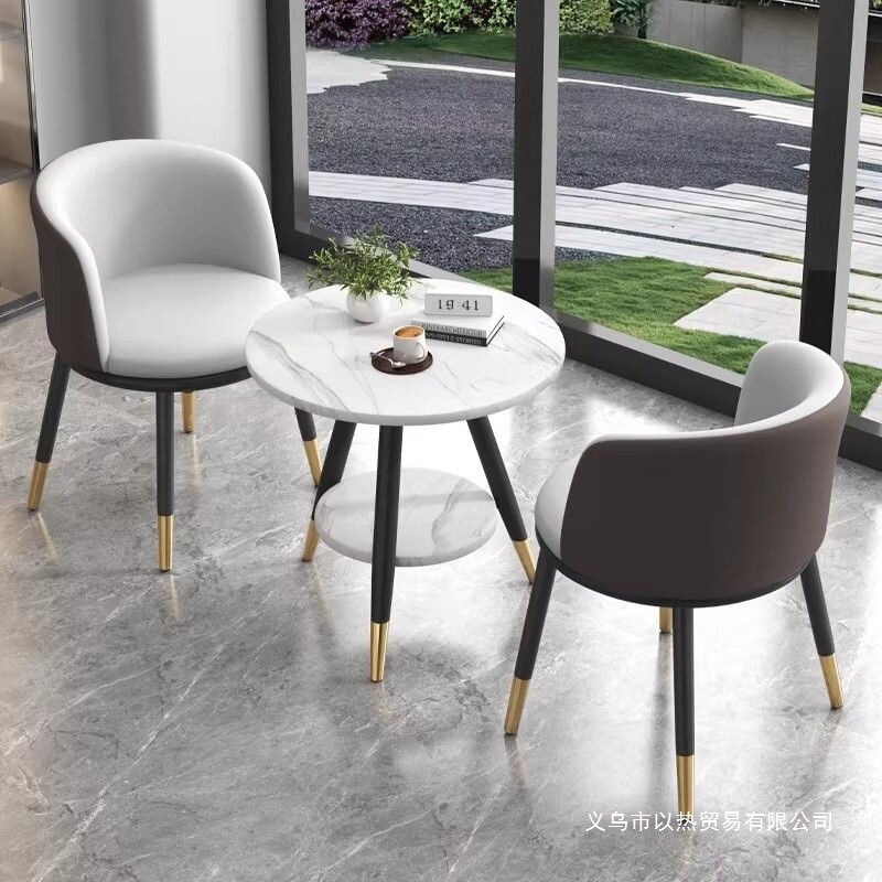 Light Luxury Balcony Table and Chair Three-Piece Set Internet Celebrity One Table and Two Chairs Creative Leisure Simple Reception Round Table Set Combination Light Luxury Balcony Table and Chair Three-Piece Set Internet Celebrity One Table and Two Chairs Creative Leisure Simple Reception Round Table Set Combination