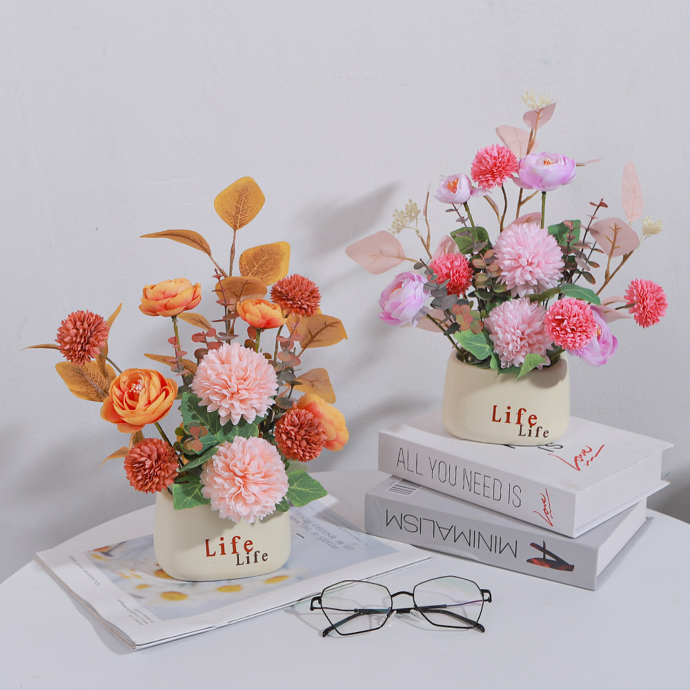 Nuevo ramo de flores artificiales de plástico de alta gama, decoración del hogar, arreglo floral para la mesa de la sala de estar, decoración de rosas_voghion.com
