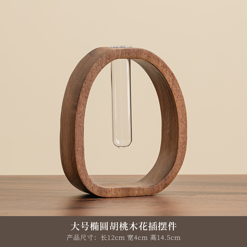 クルミ無垢材水耕フラワーデバイスデスクトップ装飾品ミニガラス植物フラワーアレンジメント花瓶ホームガラスフラワーアレンジメント|undefined