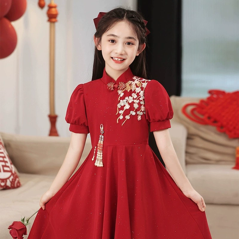 Summer wedding dress, red cheongsam, skirt, for teenagers, Chinese style