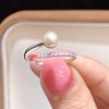 Copper beads from pearl, fashionable design one size ring, 18 carat, simple and elegant design, trend of season, 6-9mm