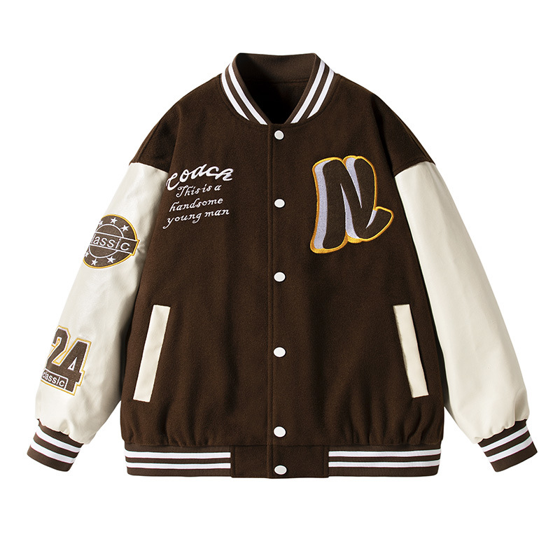 Jachetă de baseball pentru bărbați, jachetă sport retro la modă pentru primăvară și toamnă, lejeră, de mărime mare, casual, ținută bărbătească_voghion.com