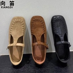 牛皮版复古老钱风玛丽珍鞋子女2025秋季新款软底不累脚单鞋豆豆鞋